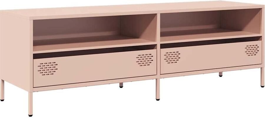 VidaXL Tv-meubel 135x39x43 5 cm koudgewalst staal roze