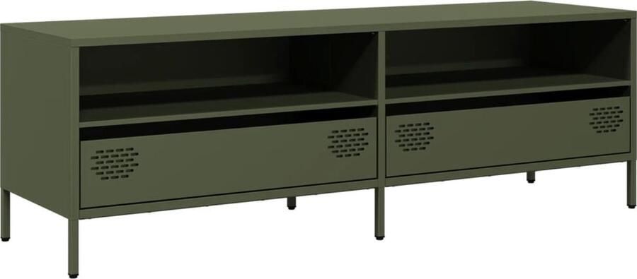 VidaXL Tv-meubel 135x39x43 5 cm Olijfgroen Tv-meubel Tv-meubelen Tv Kast Opbergkast