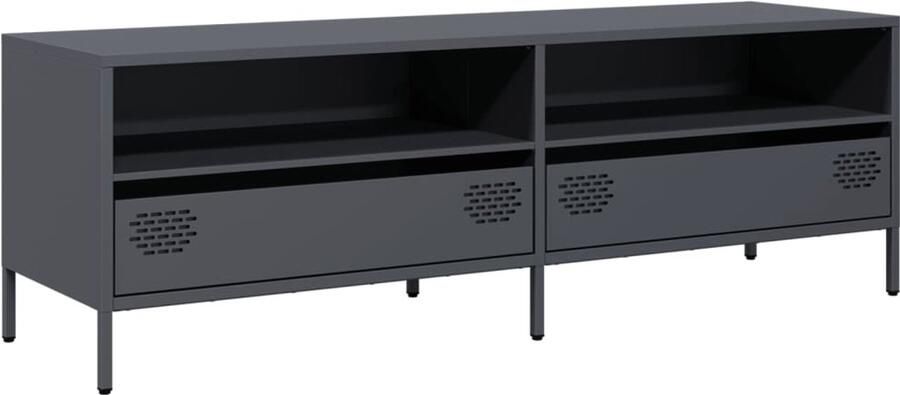 VidaXL Tv-meubel 135x39x43 5 cm Staal Antraciet Tv-meubel Tv-meubelen Tv Kast Opbergkast