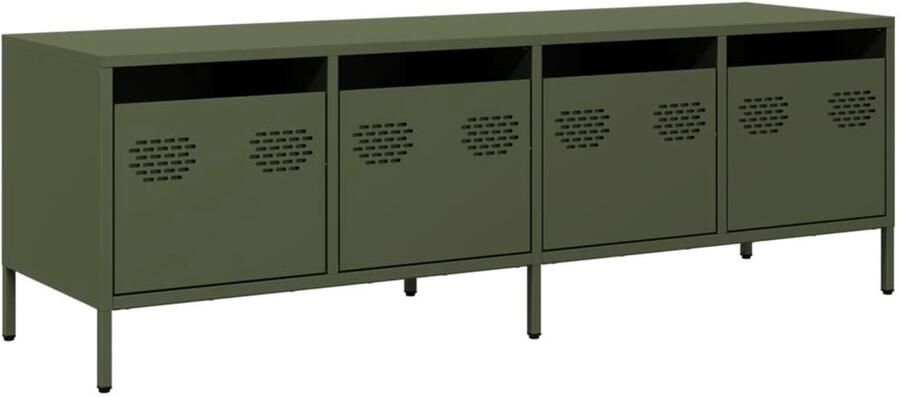 VidaXL Tv-meubel 135x39x43 5 cm Staal Olijfgroen Tv-meubel Tv-meubelen Tv Kast Opbergkast