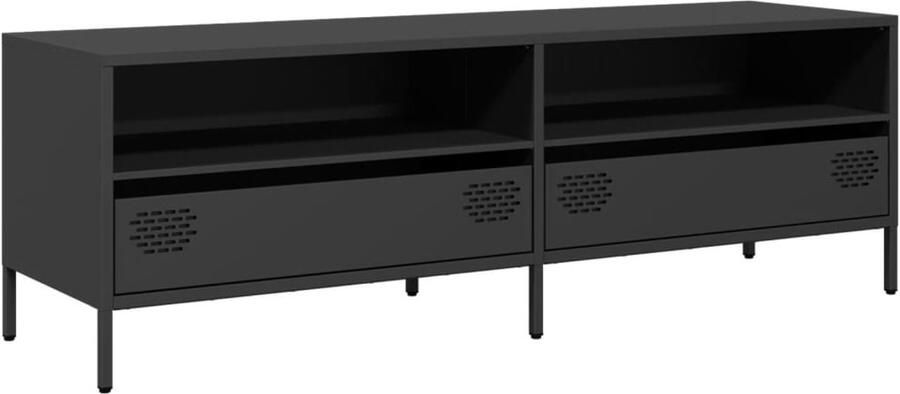 VidaXL Tv-meubel Tv-meubelen Tv Kast Opbergkast Tv-meubel 135x39x43 5 cm koudgewalst staal zwart - Foto 2