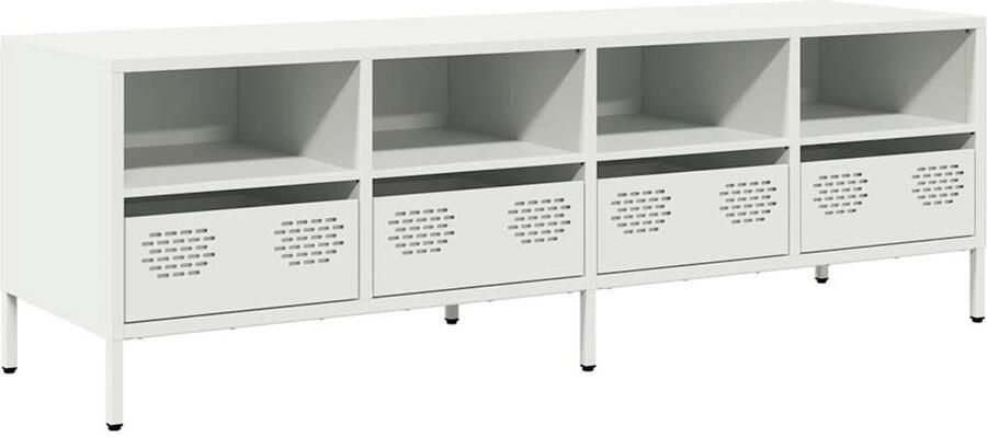 VidaXL Tv-meubel 135x39x43 5 cm Wit Staal Tv-meubel Tv-meubelen Tv Kast Opbergkast