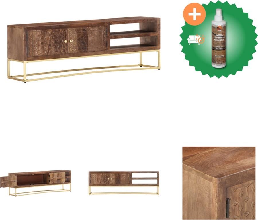 VidaXL Tv-meubel 138x30x46 cm massief mangohout Kast Inclusief Houtreiniger en verfrisser