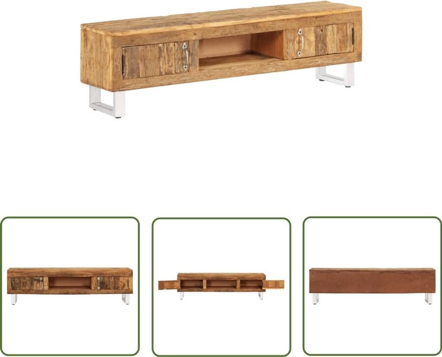 VidaXL Tv-meubel 140x30x40 cm Gerecycled hout Tv-meubel Vintage Meubilair Industrieel Interieur Houten Tv-tafel Tv Stand Woonaccessoires Livingroom Decor