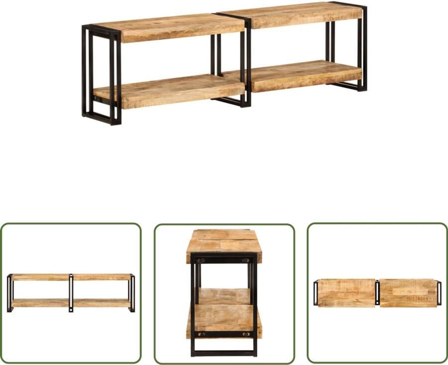 VidaXL Tv-meubel 140x30x40 cm Massief Mangohout TV-meubel Mangohout Salontafel Woonkamerdecoratie Houten Kast Vintage Industrieel Opbergruimte