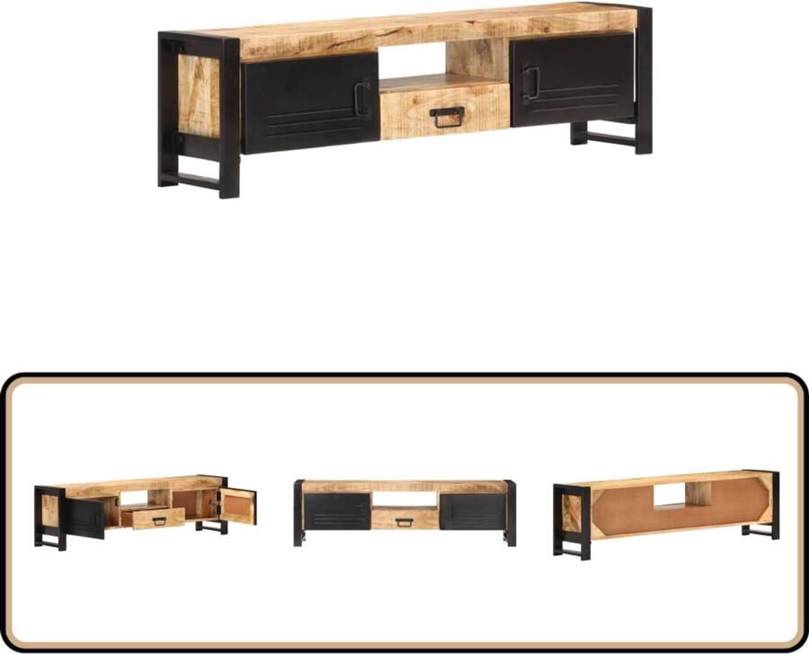 VidaXL Tv-meubel 140x30x40 cm Ruw Mangohout Houten Tv-meubel Industrieel Design Tv-stand Salontafel Ruw Mangohout