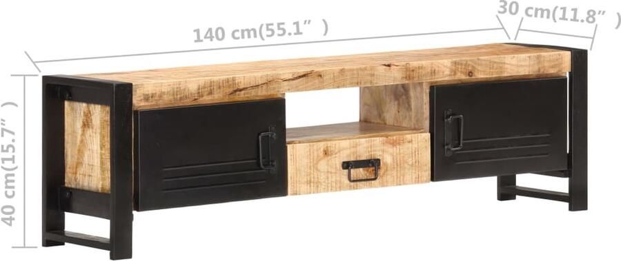 VidaXL -Tv-meubel-140x30x40-cm-ruw-mangohout - Foto 2