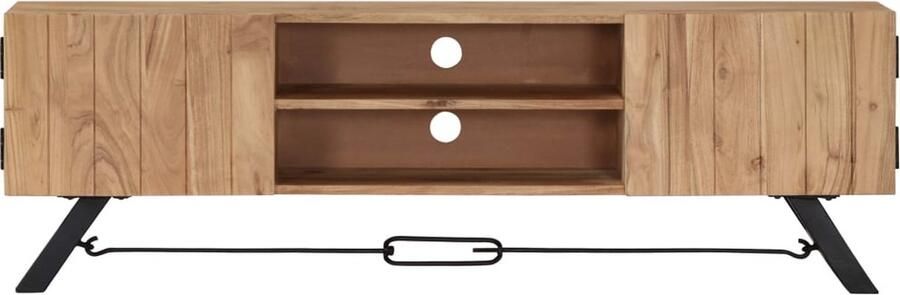 VidaXL Tv-meubel 140x30x45 cm massief acaciahout Tv-meubel Acacia Hout Bruin Salontafel Livingroom Decor Vintage Meubels Handmade Furniture Opslagruimte - Foto 2