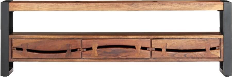VidaXL Tv-meubel 140x30x45 cm massief acaciahout Tv-meubel Acacia Meubilair Honigkleurige Meubels Industrieel Tv-meubel Vintage Tv-stand Salontafel Mediastand