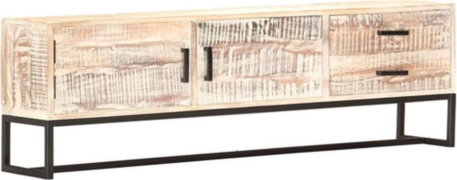 VidaXL -Tv-meubel-140x30x45-cm-massief-acaciahout-wit - Foto 3