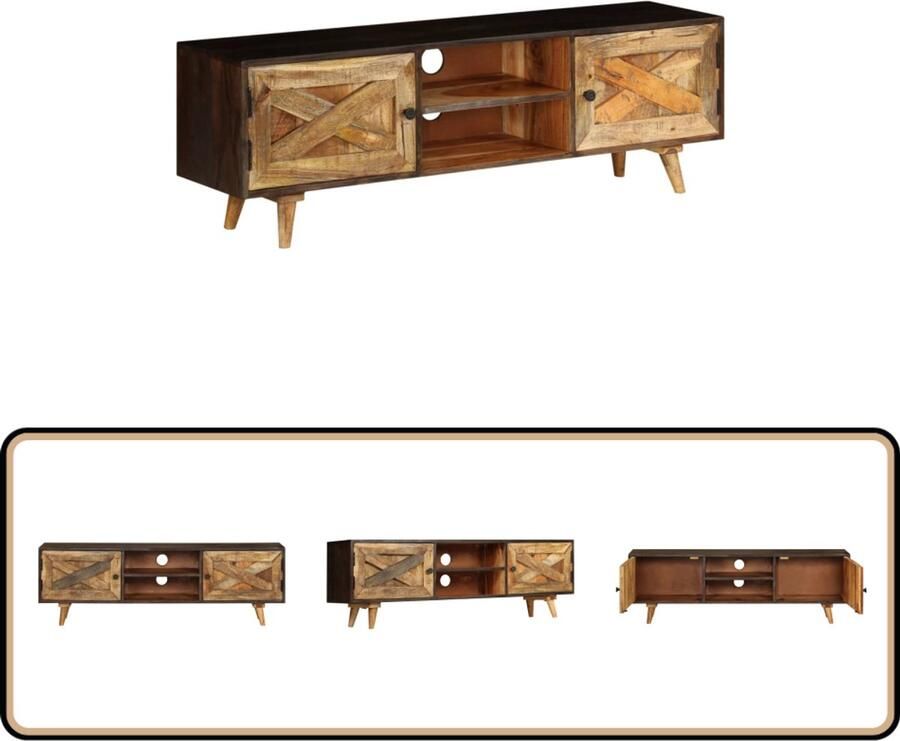 VidaXL Tv-meubel 140x30x45 cm Massief Mangohout TV Kast Salontafel Meubilair Landelijke Stijl Mangohout