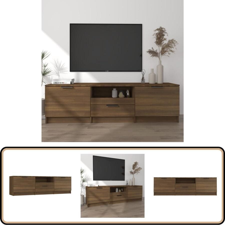 VidaXL Tv-meubel 140x35x40 cm Bruin eikenhout Tv Kast Houten Tv Kast Tv Meubels Salontafel Media Kast Bergruimte Design Tv Kast Bruine Tv Kast Houten Tv Stand