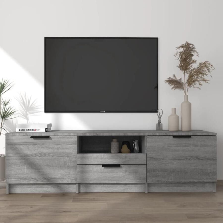VidaXL Tv-meubel 140x35x40 cm Grijs Sonoma Eiken Tv Kast Tv Meubels Salontafel Woonkamerinrichting Houten Tv Stand Grijze Tv Kast Design Tv Kast Houten Meubilair Media Kast Entertainment Center
