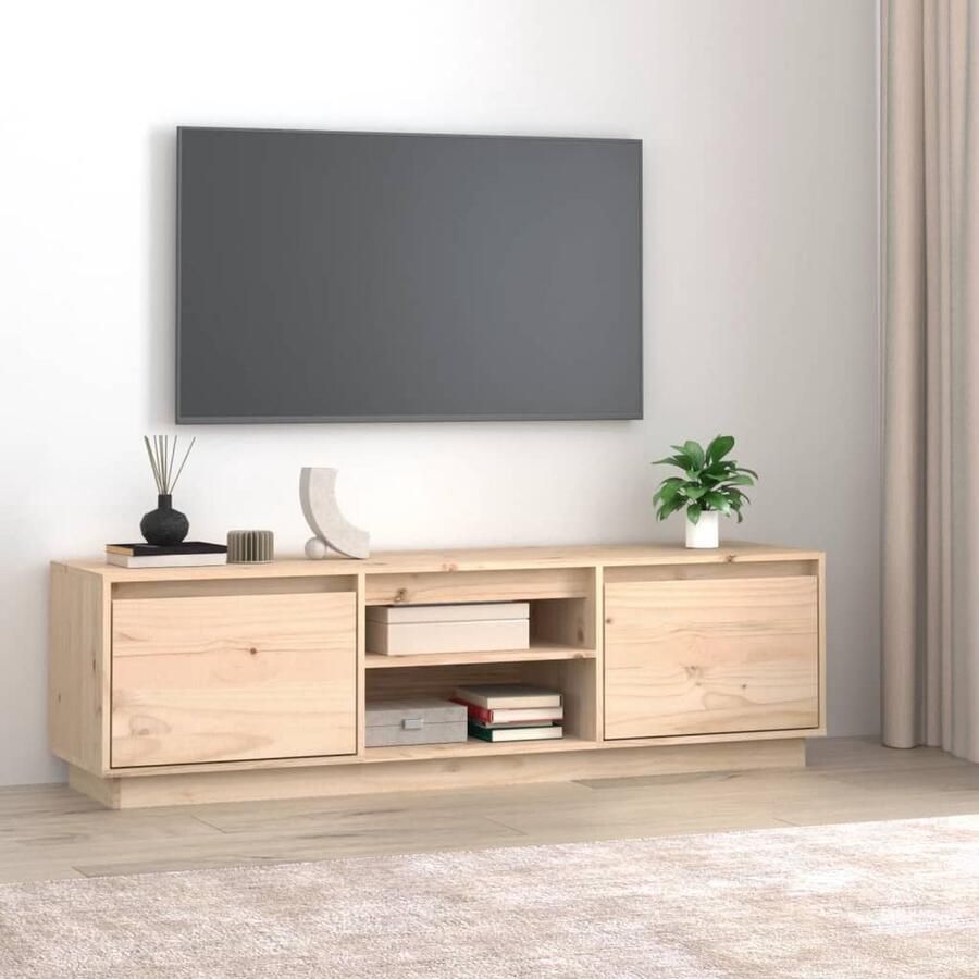 The Living Store Tv-meubel Grenenhout naam Kasten 140x35x40 cm Rustieke uitstraling Tv Kast Tv Meubels Houten Tv Kast Rustic Tv Kast Grenoblehouten Tv Kast