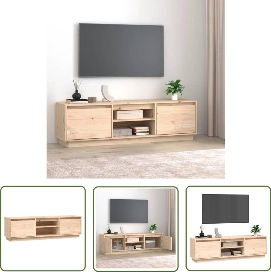 VidaXL Tv-meubel 140x35x40 cm Massief Grenenhout Tv Kast Houten Tv Kast Grenoble Hout Rustic Tv Meubilair Salontafel Living Room Furniture Televisie Tafel Media Kast Opslagkast Vintage Stijl Landelijke Stijl