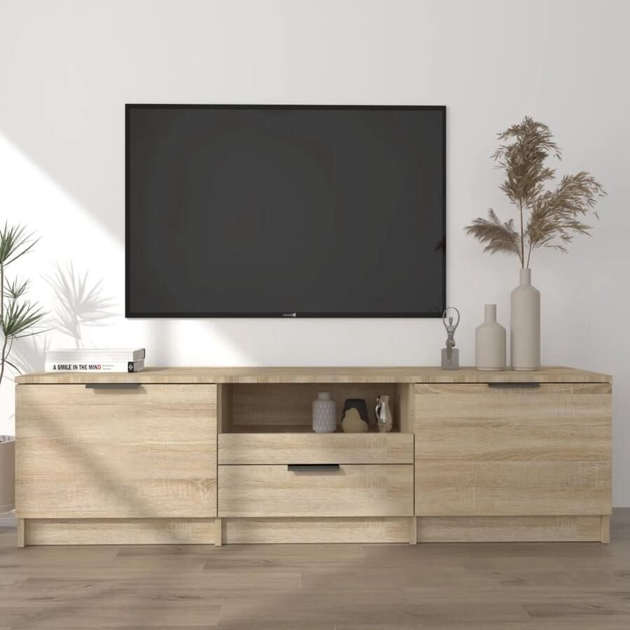 VidaXL Tv-meubel 140x35x40 cm Sonoma eiken Tv Kast Tv Meubels Hifi Kast Salontafel Houten Tv Kast Bruine Tv Kast Sonomaneikentv Kast Media Kast Bergruimte Opslagruimte Woonkamerdecoratie - Foto 2