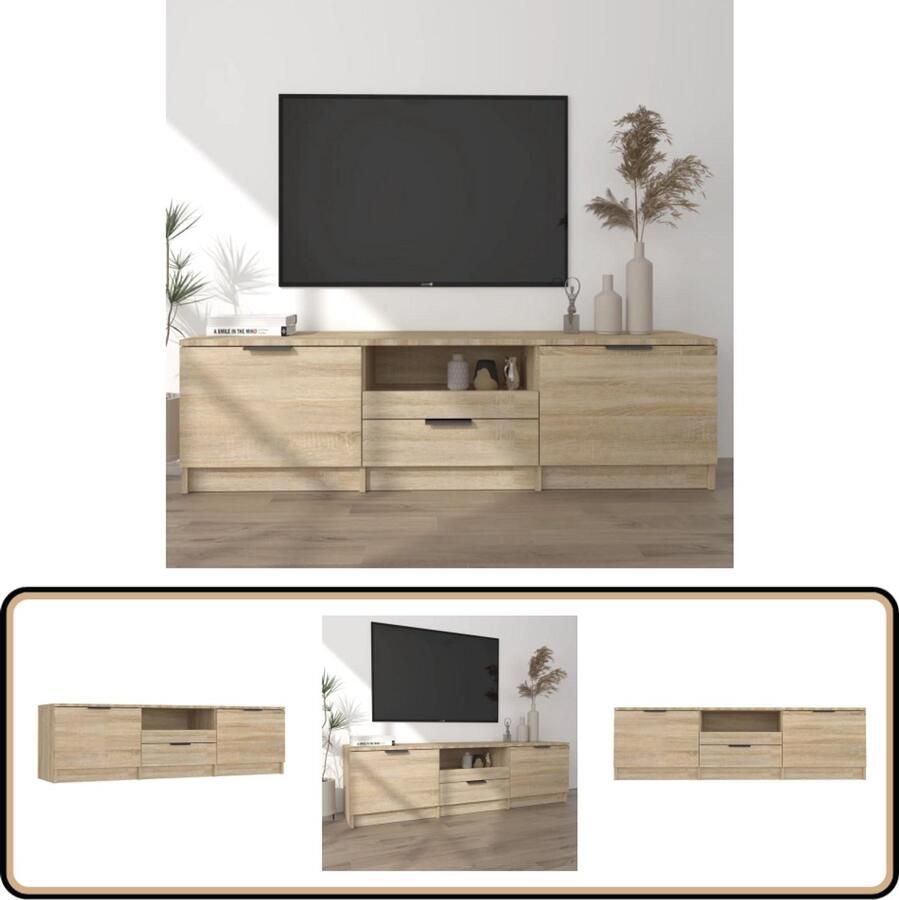 VidaXL Tv-meubel 140x35x40 cm Sonoma eiken Tv Kast Tv Meubels Hifi Kast Salontafel Houten Tv Kast Bruine Tv Kast Sonomaneikentv Kast Media Kast Bergruimte Opslagruimte Woonkamerdecoratie