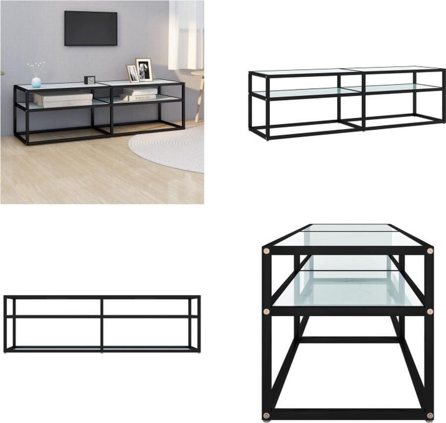 VidaXL Tv-meubel 140x40x40 5 cm gehard glas witmarmerkleurig Tv-meubel Tv-meubelen Televisiemeubel Televisiekast
