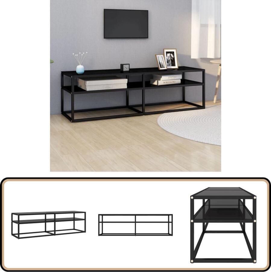 VidaXL -Tv-meubel-140x40x40 5-cm-gehard-glas-zwart - Foto 2