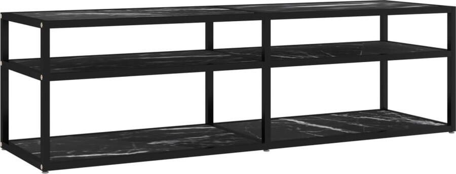 VidaXL Tv-meubel 140x40x40 5 cm gehard glas zwartmarmerkleurig - Foto 2