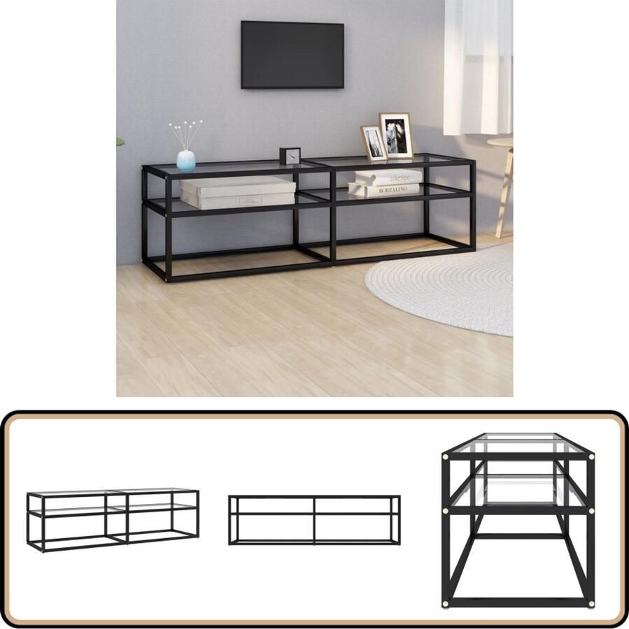 VidaXL Tv-meubel 140x40x40 5 cm Glas en Staal Televisie Kast Tv Meubilair Videokaart Stereo Kast Glazen Kast