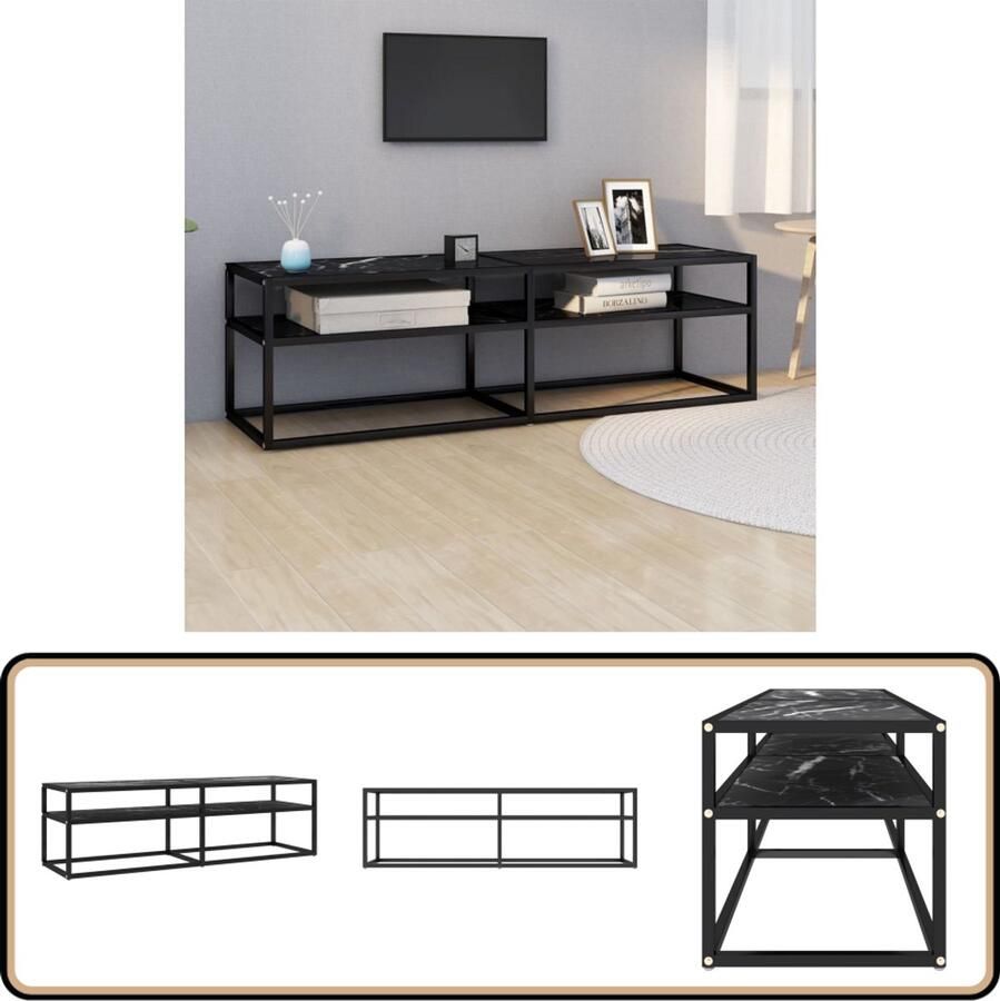 VidaXL Tv-meubel 140x40x40 5 cm Glas Zwart Televisie Kast Tv Meubilair Mediabox Opbergkast Salontafel Living Room Furniture