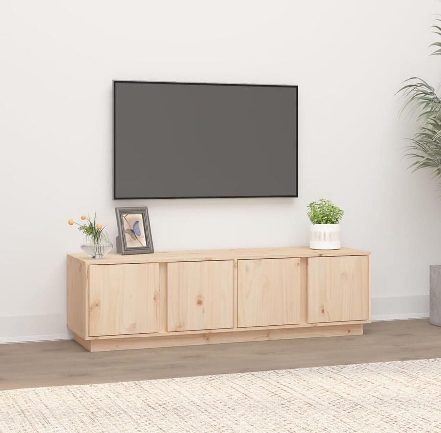 VidaXL Tv-meubel 140x40x40 cm Massief Grenenhout Tv Kast Houten Tv Kast Grenenhouten Tv Kast Trendy Tv Kast Tv Meubels Salontafel Livingroom Furniture Opslagruimte Display Function Bruine Tv Kast - Foto 2