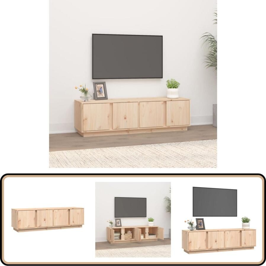 VidaXL Tv-meubel 140x40x40 cm Massief Grenenhout Tv Kast Houten Tv Kast Grenenhouten Tv Kast Trendy Tv Kast Tv Meubels Salontafel Livingroom Furniture Opslagruimte Display Function Bruine Tv Kast