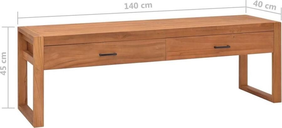 VidaXL Tv-meubel 140x40x45 cm Massief Teakhout Tv-meubel Teak Hout Landelijke Stijl Salontafel Opslagruimte Televisiebank - Foto 2