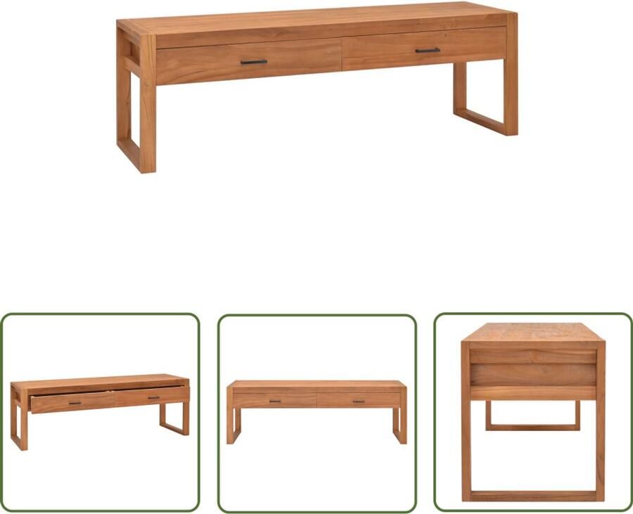VidaXL Tv-meubel 140x40x45 cm Massief Teakhout Tv-meubel Teak Hout Landelijke Stijl Salontafel Opslagruimte Televisiebank