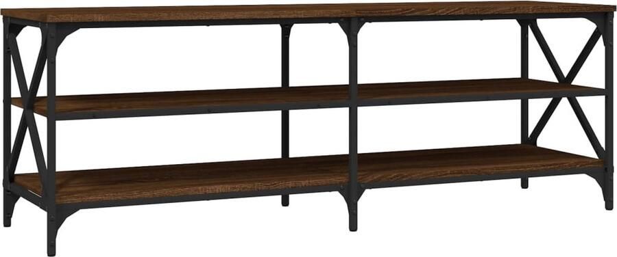 VidaXL Tv-meubel 140x40x50 cm bruin eikenhout TV-meubel Industriële TV-kast Houten TV-stand Bruin Eiken Salontafel