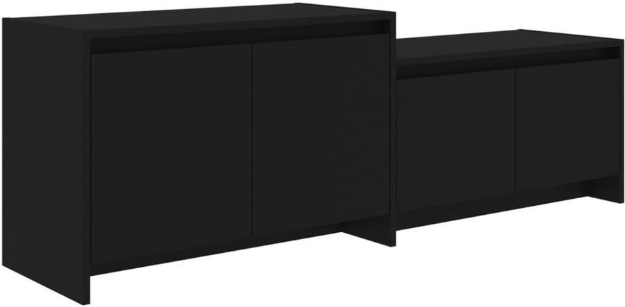 VidaXL Tv-meubel 146 5x35x50 cm Bewerkt hout Zwart Televisiescherm Tv Meubels Tv Stand Zwarte Tv Kast Houten Tv Kast
