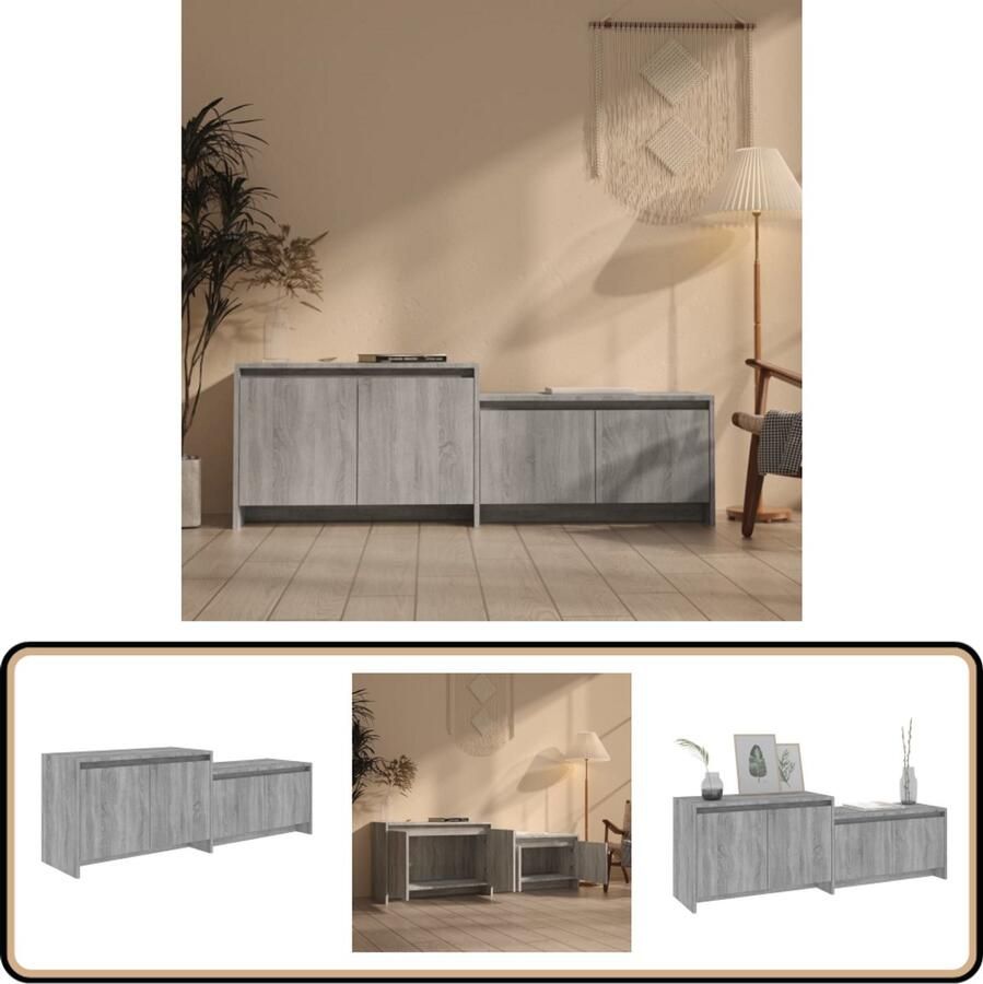 VidaXL Tv-meubel 146 5x35x50 cm Grijs Sonoma Eiken Televisiescherm Tv-meubel Tv-kast Stereo Kast Houten Meubels