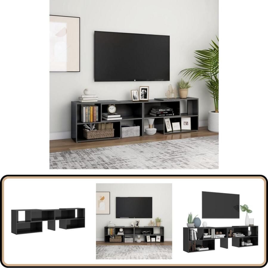 VidaXL Tv-meubel 149x30x52 cm Hoogglans Grijs Televisiesecretaris Tv-tafel Tv-meubel Houten Tv-standaard Grijze Tv-bank