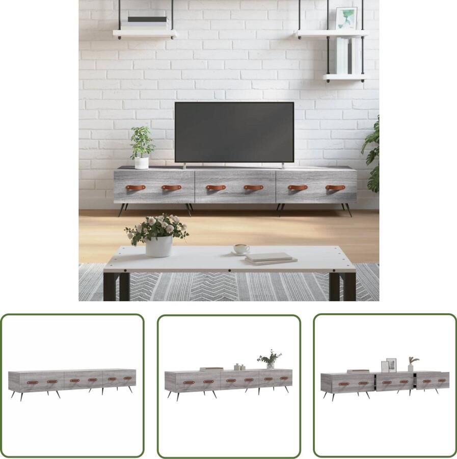 VidaXL Tv-meubel 150 cm Sonoma Eiken Grijs Televisiekast Tv Kast Mediakast Salontafel Woonkamer Meubels Houten Tv Stand Grijze Tv Kast Tv Tafel Tv Unit Opbergkast Woonaccessoires