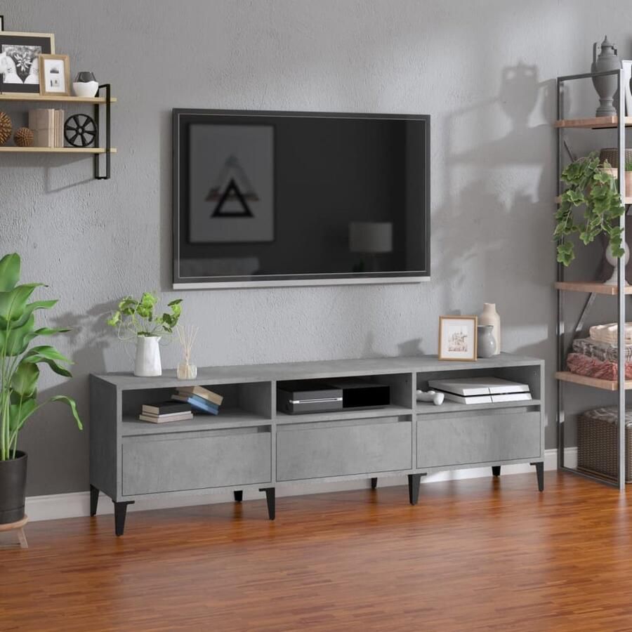 VidaXL Tv-meubel 150x30x44 5 cm Betongrijs Tv-kast Betonnen Grijs Houten Tv-kast Salontafel Media Kast Opbergkast Televisiescherm Stand Livingroom Meubilair Design Tv-kast - Foto 2