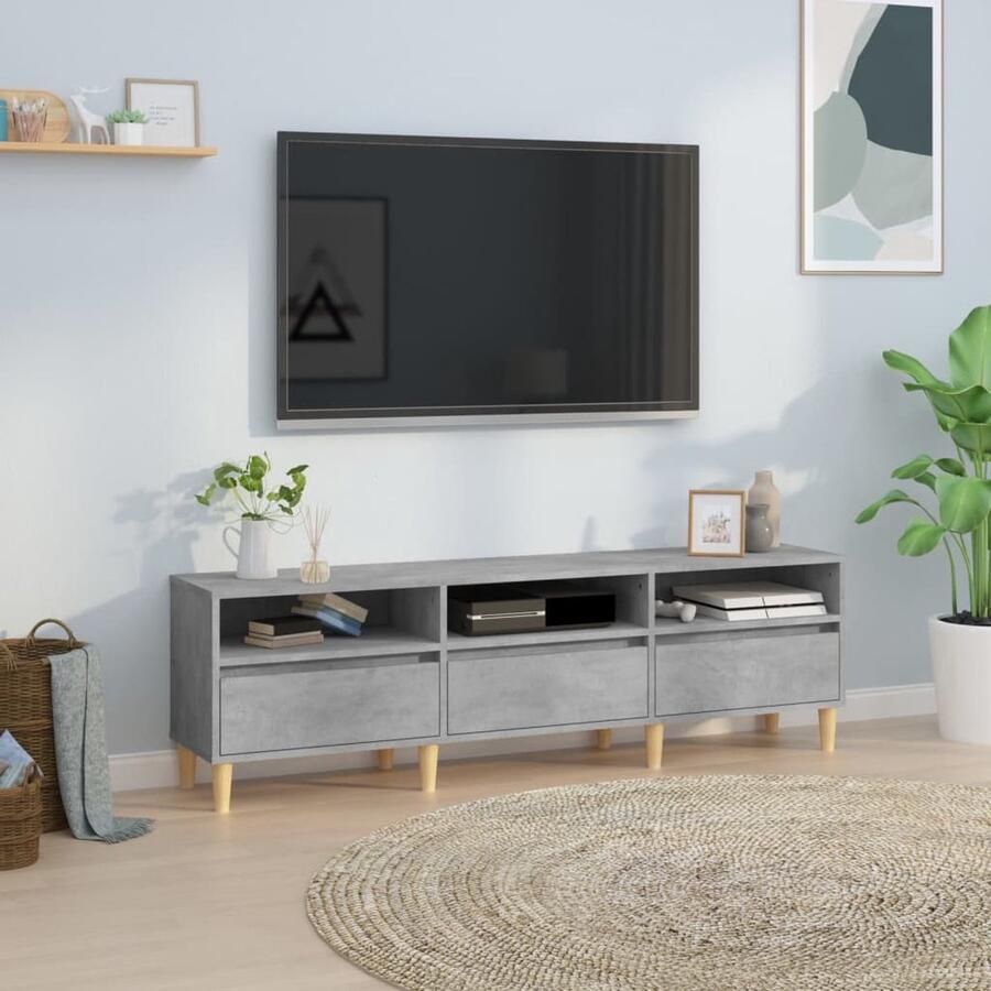 VidaXL Tv-meubel 150x30x44 5 cm Betongrijs Tv-meubel Tv-kast Media-kast Salontafel Houten Meubilair Grijs Meubilair Betonnen Grijze Meubelen Livingroom Furniture Entertainment Center Storage Solutions Home Deco - Foto 2