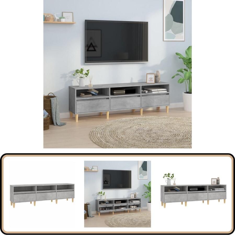 VidaXL Tv-meubel 150x30x44 5 cm Betongrijs Tv-meubel Tv-kast Media-kast Salontafel Houten Meubilair Grijs Meubilair Betonnen Grijze Meubelen Livingroom Furniture Entertainment Center Storage Solutions Home Deco