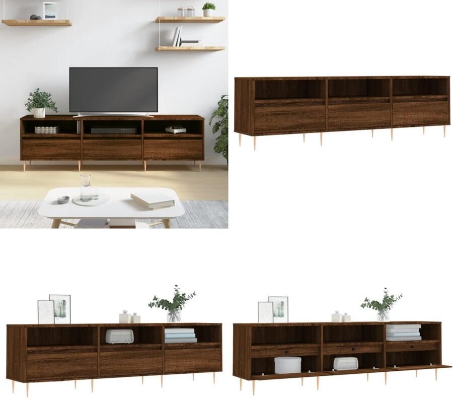 VidaXL Tv-meubel 150x30x44 5 cm bewerkt hout bruin eikenkleur Tv-meubel Tv-meubels Tv-kast Hifi-kast