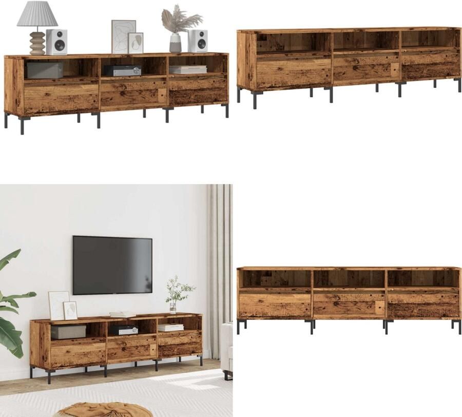 VidaXL Tv-meubel 150x30x44 5 cm bewerkt hout oud houtkleurig Tv-meubel Tv-meubels Tv-kast Hifi-kast