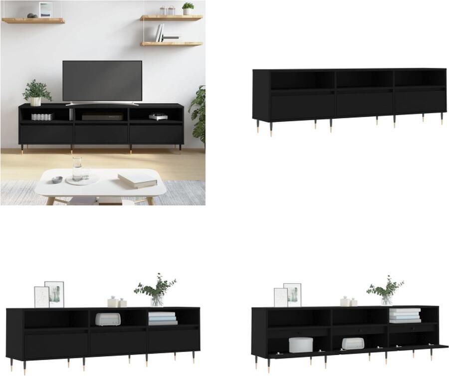 VidaXL -Tv-meubel-150x30x44 5-cm-bewerkt-hout-zwart - Foto 2
