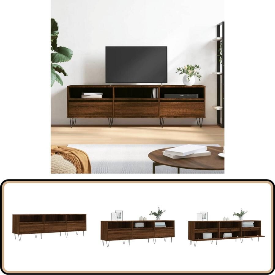 VidaXL Tv-meubel 150x30x44 5 cm Bruin Eikenhout Tv-meubel Bruine Eiken Meubilair Houten Tv-kast Opberg Kast Media Kast