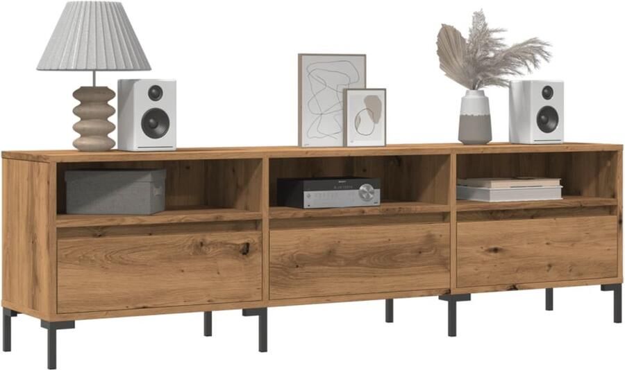 VidaXL Tv-meubel 150x30x44 5 cm Eikenhoutlook Tv Meubel Tv Kast Houten Tv Meubel Salontafel Media Opbergkast