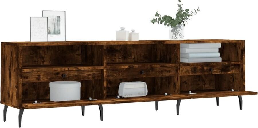 VidaXL Tv-meubel 150x30x44 5 cm Gerookt eiken Tv Kast Tv Meubels Houten Tv Stand Bruine Tv Kast Tv Meubel Grijs Media Kast Bergruimte Tv Living Room Furniture
