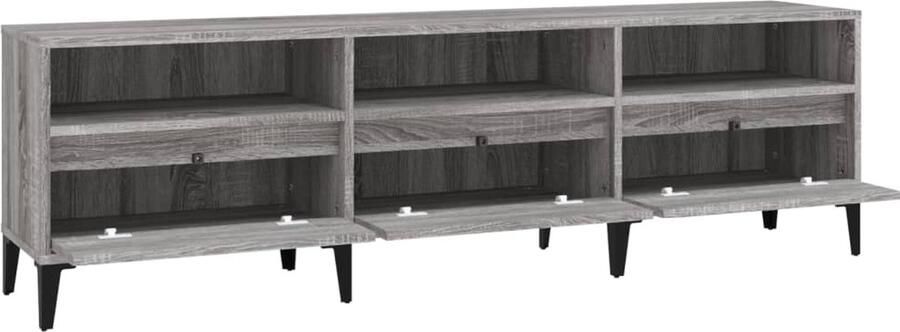 VidaXL Tv-meubel 150x30x44 5 cm Grijs Sonoma Eiken Tv-kast Industriële Tv-kast Houten Tv-kast Grijze Tv-kast Tv-meubel Salontafel Opbergruimte Media Kast Televisiecast - Foto 2
