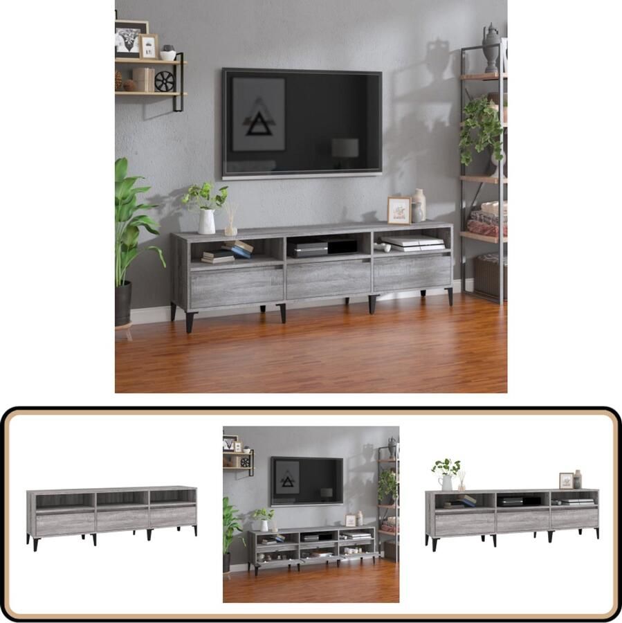 VidaXL Tv-meubel 150x30x44 5 cm Grijs Sonoma Eiken Tv-kast Industriële Tv-kast Houten Tv-kast Grijze Tv-kast Tv-meubel Salontafel Opbergruimte Media Kast Televisiecast