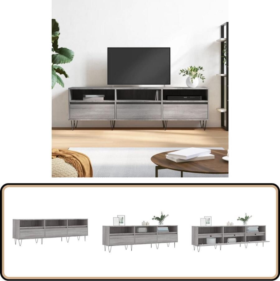 VidaXL Tv-meubel 150x30x44 5 cm Grijs Sonoma Eiken Tv Meubelen Tv Kast Houten Tv Stand Grijze Tv Bank Tv Meubel Grijs
