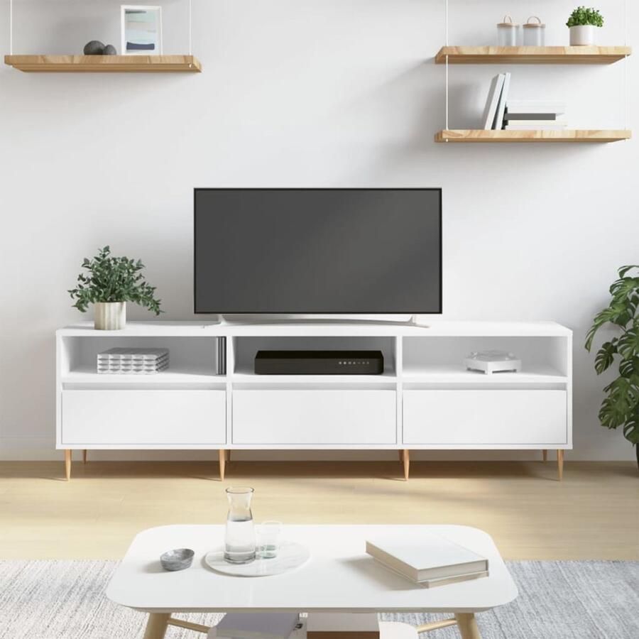 VidaXL Tv-meubel 150x30x44 5 cm Wit Bewerkt hout TV Kast Tv Meubels Houten Tv Stand Witte Tv Kast Opbergruimte
