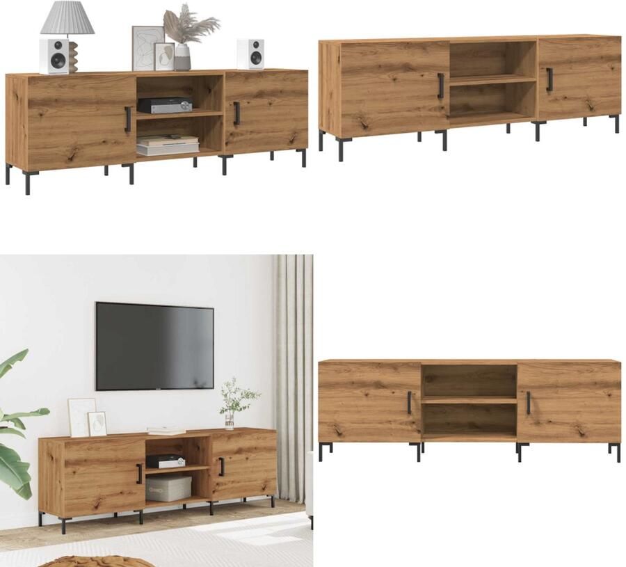 VidaXL Tv-meubel 150x30x50 cm bewerkt hout artisanaal eikenkleurig Tv-meubel Tv-meubelen Tv Kast Opbergkast