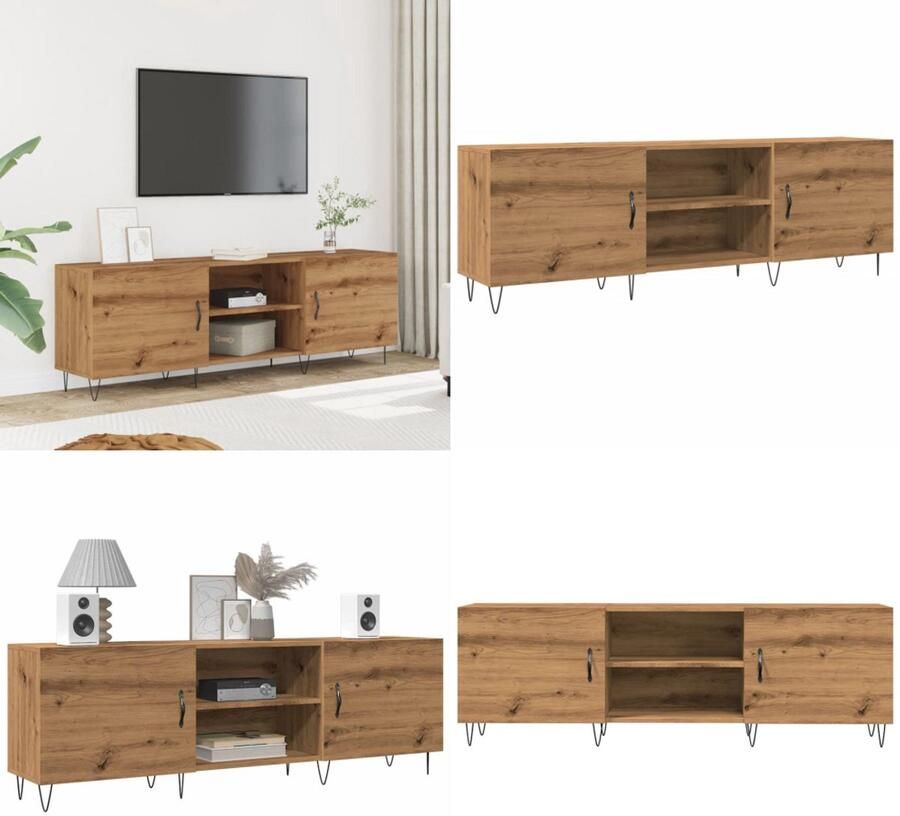 VidaXL Tv-meubel 150x30x50 cm bewerkt hout artisanaal eikenkleurig Tv-meubel Tv-meubelen Tv Kast Opbergkast